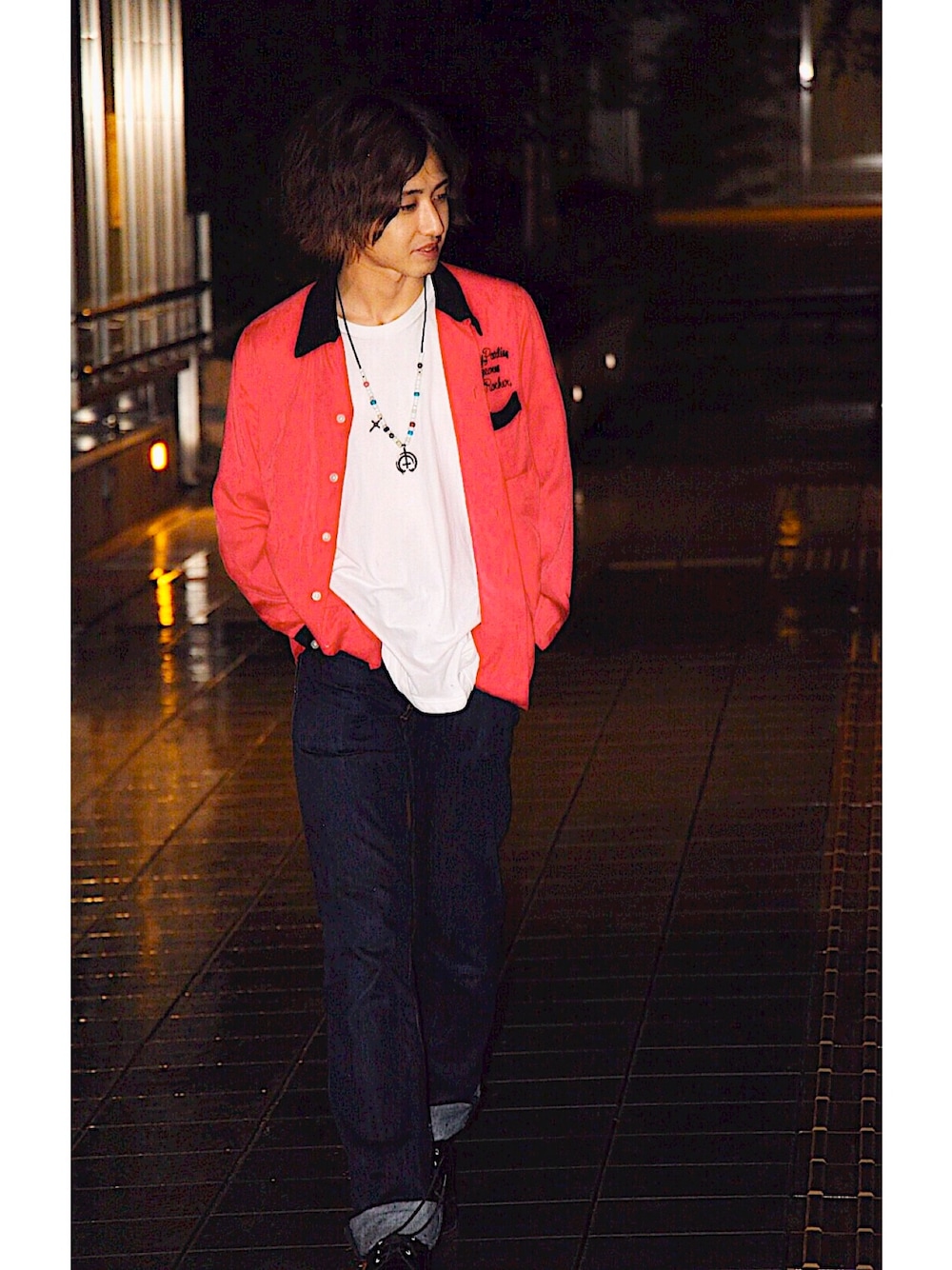 「シンプルコーデ、ビックシルエット、ワコマリア、秋のコーデ、WACKO MARIA 、A.P.C.、halloween」｜「WACKO MARIAの50's SHIRT(EL ROCKER)（シャツ/ブラウス、レッド系）」を使った、ryuheiさん（メンズ・170cm）の秋コーディネートの1枚目の写真