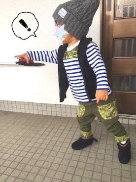 「TODAYFUL（トゥデイフル）のアイテム（帽子）」を使った、mi_tsukiさん（キッズ・90cm）の春コーディネート