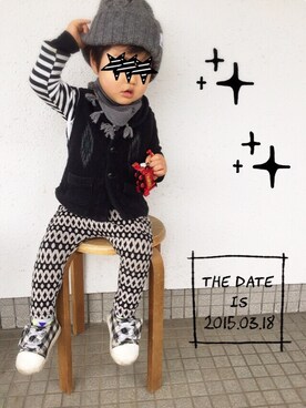 「ボーダーTシャツ」｜mi_tsukiさん（キッズ・90cm）の春コーディネート