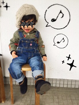 「ニットキャップ」｜「アイテム（オールインワン・サロペット）」を使った、mi_tsukiさん（キッズ・90cm）の春コーディネート