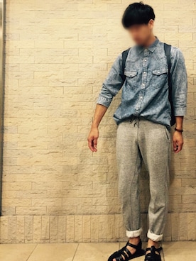 「グレーパンツ」｜D-iroさん（メンズ・175cm）の夏コーディネート