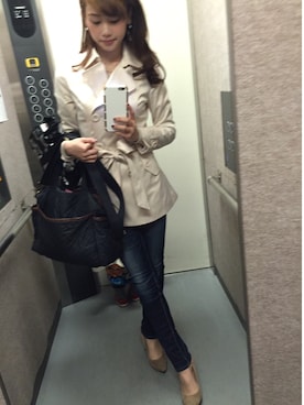 「CECIL McBEE（セシルマクビー）のアイテム（トレンチコート）」を使った、Mariko Hirakiさん（レディース・167cm）の春コーディネート