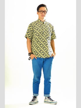 「アイテム（アナログ腕時計）」を使った、Leeさん（メンズ・174cm・30代）の夏コーディネート