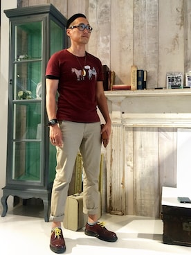 「IL BISONTE（イルビゾンテ）のアイテム（アクセサリー）」を使った、Leeさん（メンズ・174cm）の夏コーディネート