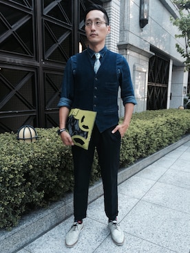 「アイテム（ベスト）」を使った、Leeさん（メンズ・174cm・30代）の夏コーディネート