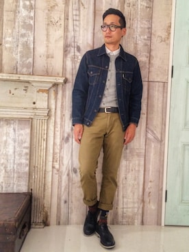 「アイテム（レッグウェア、グリーン系）」を使った、Leeさん（メンズ・174cm）の夏コーディネート