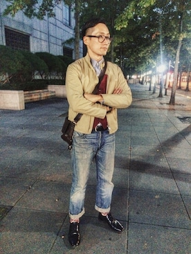 「リーバイス501」｜「アイテム（ブルゾン）」を使った、Leeさん（メンズ・174cm）の秋コーディネート
