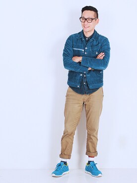 「JINS（ジンズ）のアイテム」を使った、Leeさん（メンズ・174cm）の秋コーディネート