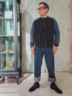 「JINS（ジンズ）のアイテム」を使った、Leeさん（メンズ・174cm）の秋コーディネート
