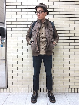 「JINS（ジンズ）のアイテム」を使った、Leeさん（メンズ・174cm）の秋コーディネート