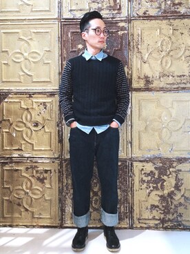 「URBAN RESEARCH（アーバンリサーチ）のアイテム（ブーツ）」を使った、Leeさん（メンズ・174cm）の秋コーディネート
