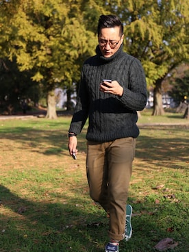 「IL BISONTE（イルビゾンテ）のアイテム」を使った、Leeさん（メンズ・174cm）の冬コーディネート