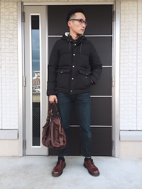 「Levi's（リーバイス）のアイテム（ダウンジャケット/コート）」を使った、Leeさん（メンズ・174cm）の冬コーディネート