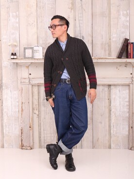 「JINS（ジンズ）のアイテム」を使った、Leeさん（メンズ・174cm）の冬コーディネート