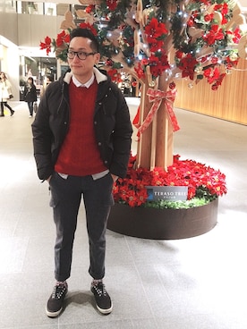 「Levi's（リーバイス）のアイテム（ダウンジャケット/コート）」を使った、Leeさん（メンズ・174cm）の冬コーディネート