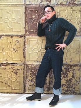 「URBAN RESEARCH（アーバンリサーチ）のアイテム（ブーツ）」を使った、Leeさん（メンズ・174cm）の冬コーディネート