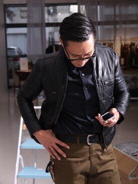 「YEVS（イーブス）のアイテム（ジャケット/アウター）」を使った、Leeさん（メンズ・174cm）の冬コーディネート