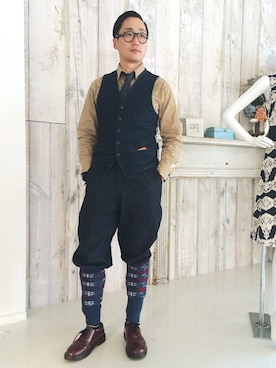 「アイテム（ベスト）」を使った、Leeさん（メンズ・174cm・30代）の冬コーディネート