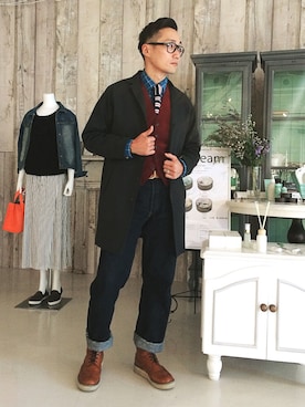 「アイテム（ベスト）」を使った、Leeさん（メンズ・174cm・30代）の冬コーディネート