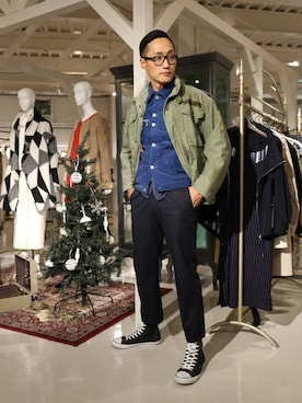 「アイテム（ミリタリージャケット）」を使った、Leeさん（メンズ・174cm・30代）の冬コーディネート