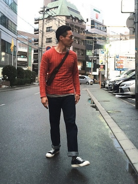 「GIORGIO ARMANI（ジョルジオアルマーニ）のアイテム」を使った、Leeさん（メンズ・174cm）の冬コーディネート