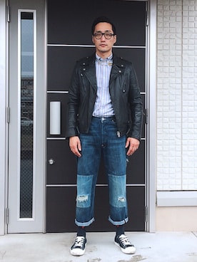 「niko and...（ニコアンド）のアイテム（財布/小物）」を使った、Leeさん（メンズ・174cm）の春コーディネート