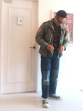 「アイテム（ミリタリージャケット）」を使った、Leeさん（メンズ・174cm・30代）の冬コーディネート