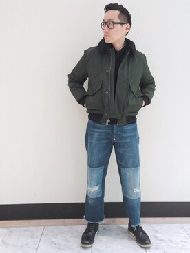 「URBAN RESEARCH（アーバンリサーチ）のアイテム（ブーツ）」を使った、Leeさん（メンズ・174cm）の冬コーディネート