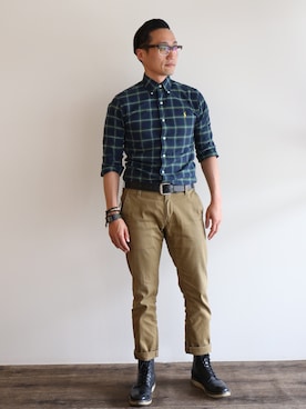 「URBAN RESEARCH（アーバンリサーチ）のアイテム（ブーツ）」を使った、Leeさん（メンズ・174cm）の春コーディネート