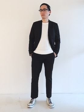 「H&M（エイチ・アンド・エム）のアイテム（スラックス）」を使った、Leeさん（メンズ・174cm）の春コーディネート