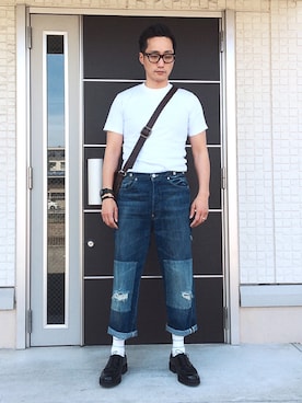 「JINS（ジンズ）のアイテム」を使った、Leeさん（メンズ・174cm）の春コーディネート