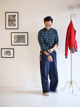 「IL BISONTE（イルビゾンテ）のアイテム（財布/小物）」を使った、Leeさん（メンズ・174cm）の春コーディネート