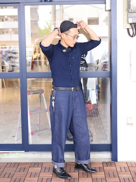 「IL BISONTE（イルビゾンテ）のアイテム（財布/小物）」を使った、Leeさん（メンズ・174cm）の春コーディネート