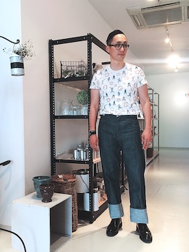 「501（ゴーマルイチ）のアイテム」を使った、Leeさん（メンズ・174cm）の夏コーディネート