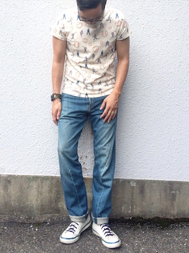 「501（ゴーマルイチ）のアイテム」を使った、Leeさん（メンズ・174cm）の夏コーディネート