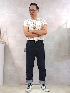 「501（ゴーマルイチ）のアイテム」を使った、Leeさん（メンズ・174cm）の夏コーディネート