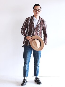 「JINS（ジンズ）のアイテム」を使った、Leeさん（メンズ・174cm）の秋コーディネート