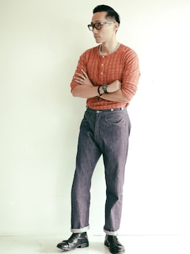 「501（ゴーマルイチ）のアイテム」を使った、Leeさん（メンズ・174cm）の秋コーディネート