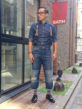 「JINS（ジンズ）のアイテム」を使った、Leeさん（メンズ・174cm）の秋コーディネート