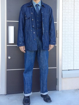 「501（ゴーマルイチ）のアイテム」を使った、Leeさん（メンズ・174cm）の秋コーディネート