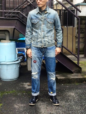 「URBAN RESEARCH（アーバンリサーチ）のアイテム（ブーツ）」を使った、Leeさん（メンズ・174cm）の秋コーディネート