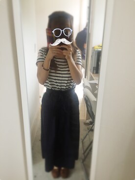 「しまむら（シマムラ）のアイテム（パンツ、ブルー系）」を使った、aimyさん（レディース・148cm）の秋コーディネート