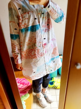 「グラニフ」｜「アイテム（シャツワンピース）」を使った、すーさん（レディース・160cm）の冬コーディネート