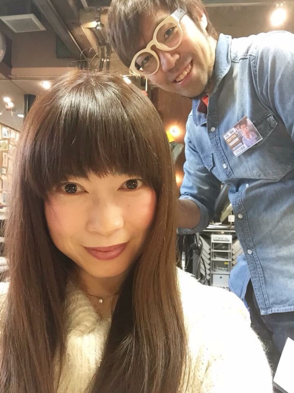 「AMON、シャツ、デニム、豊明、美人ママ、Japan」｜「Largeのアイテム（シャツ/ブラウス、ブルー系）」を使った、大矢 祥央さん（メンズ・176cm）の冬コーディネートの1枚目の写真