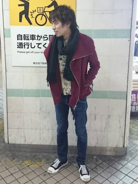 「TOPMAN（トップマン）のアイテム（ニット/セーター）」を使った、DJDagobahさん（メンズ・174cm）の春コーディネート