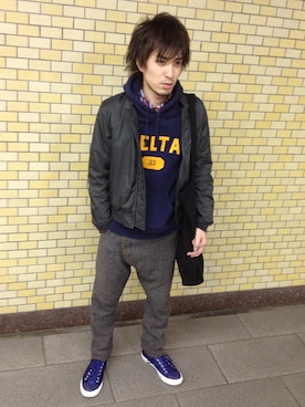 「LAD MUSICIAN（ラッドミュージシャン）のアイテム（ミリタリージャケット）」を使った、DJDagobahさん（メンズ・174cm）の春コーディネート