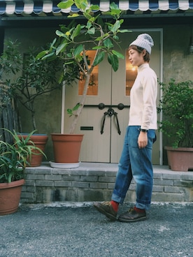 「GRANDMA MAMA DAUGHTER（グランマママドーター）のアイテム」を使った、ヤマシタ アヤネさん（レディース・169cm）の秋コーディネート