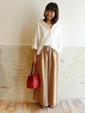 「アイテム（パンツ、イエロー系）」を使った、FRAMeWORK新宿ルミネ　Sizuさん（レディース・160cm）の春コーディネート