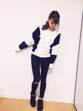 「くるりんぱヘアー」｜後藤夕貴さん（レディース・157cm）の冬コーディネート