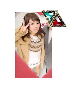 「one way（ワンウェイ）のアイテム（ニット/セーター、ホワイト系）」を使った、yukari❥❥さん（レディース・148cm）の冬コーディネート